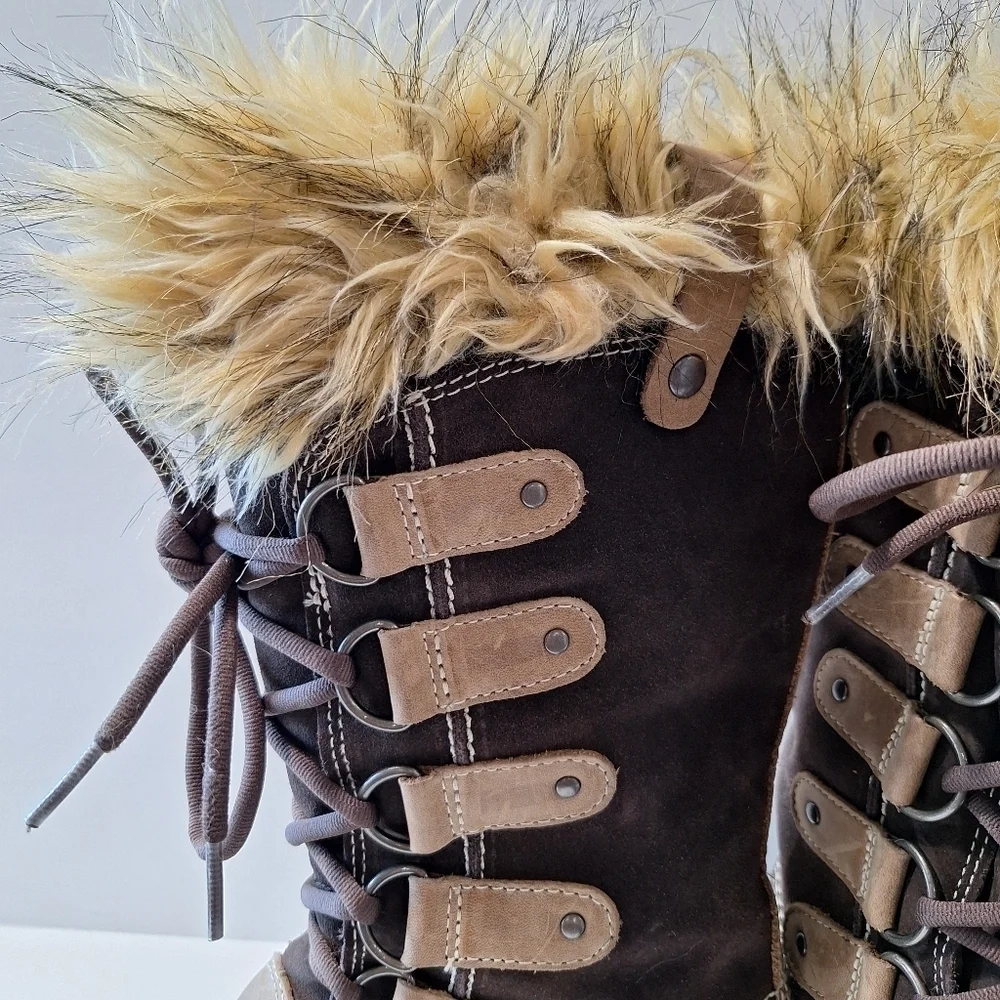 SOREL Women’s Joan of Arctic Suede Gorpcore Hawk Brown Dark Stone Boots Size 6